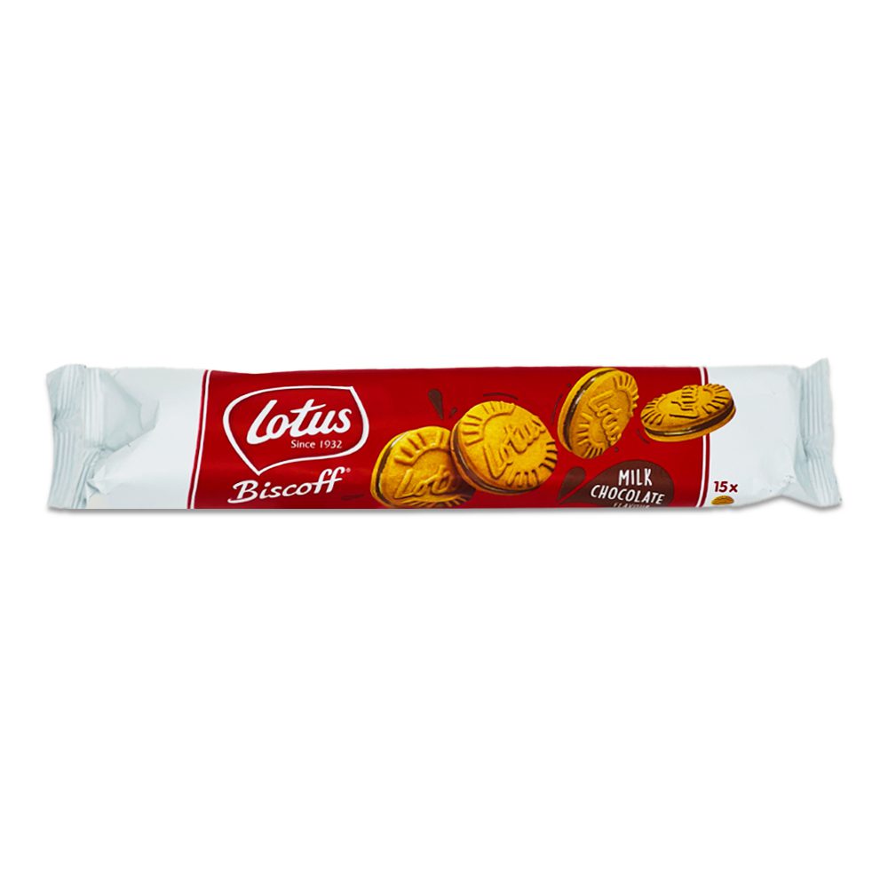 بیسکوییت کرم دار با مغز کرم شکلاتی لوتوس (lotus) 150 گرم